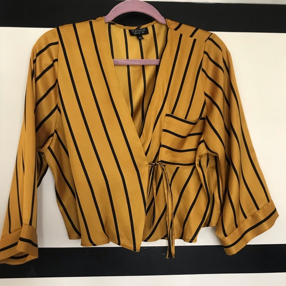 Topshop Tops - Topshop Silky Yellow/Black PJ Blouse 4